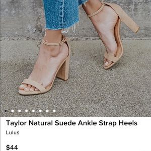 Ankle Strap Heels Nude Suede size 6.5